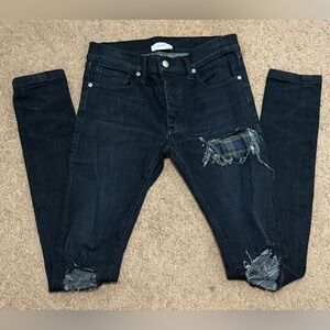 Rhude Mens Size 30x33 Skinny Black Distressed Boxer Denim Jeans